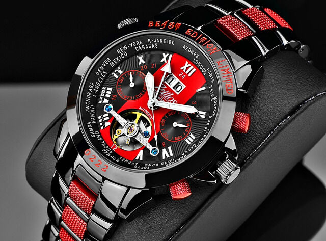 Zeitlos Automatik Uhr ZL-EBE-10 CS Exzellent Beast Herrenuhr schwarz rot aus Edelstahl