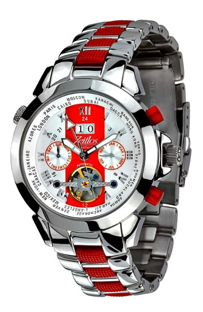 Zeitlos Automatik Uhr ZL-ES-10 R Herrenuhr aus Edelstahl in rot-silberfarben