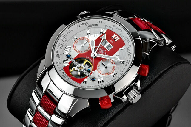 Zeitlos Automatik Uhr ZL-ES-10 R Herrenuhr aus Edelstahl in rot-silberfarben