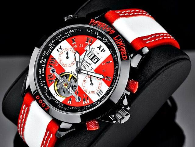 Zeitlos Automatik Uhr ZL-EB-10 PR Herren rot weiß mit Lederarmband made in Swiss