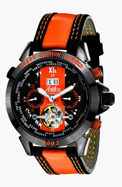 Zeitlos ZL-EB-10 BO Exzellent Beast Automatik Herrenuhr Armbanduhr schwarz orange