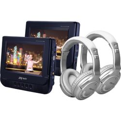 Jay-Tech 728K Kopfstützen Car Cinema Set 2 x 7 Zoll DVD Player + 2 x Bluetooth Kopfhörer