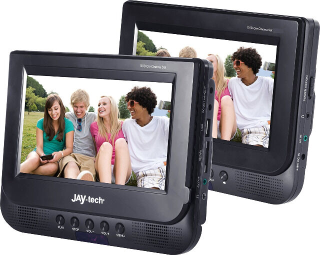 Jay-Tech 728K Kopfstützen Car Cinema Set 2 x 7 Zoll DVD Player + 2 x Bluetooth Kopfhörer