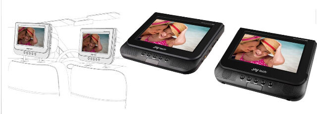Jay-Tech 728K Kopfstützen Car Cinema Set 2 x 7 Zoll DVD Player + 2 x Bluetooth Kopfhörer