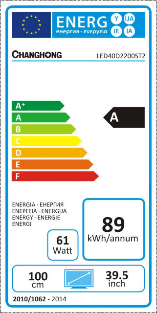 Changhong LED40D2200ST2 LED TV Full-HD Triple Tuner, DVB-T2/C/S/S2 H265 100 cm (39,5 Zoll)