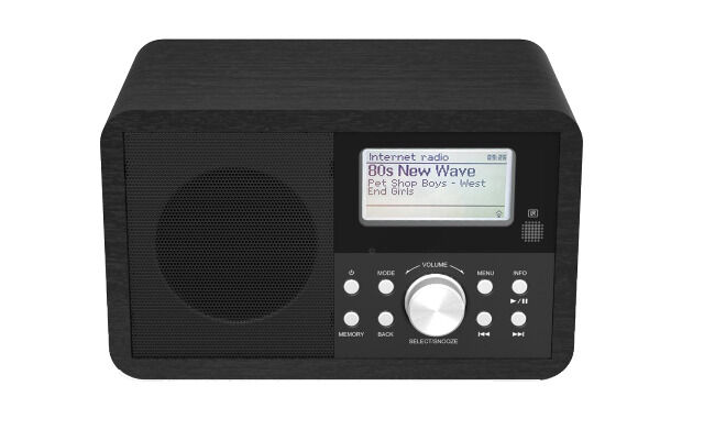 Denver IR-110 Internet WiFi DAB+ und FM RDS Radio aus Holz schwarz 2W RMS Internetradio Streaming Stream Musik Audio Wireless Netzwerk