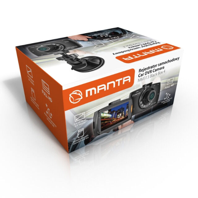 Manta MM313 Black Box 4 Full HD 1080p 2,4 Zoll Dashcam Autokamera mit Infrarot und microSD bis 32GB Kamera Cam Auto Car Carcam Aufzeichnung Unfall Stau Film Filme Video Videokamera Aufnahme Recorder