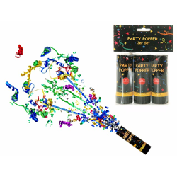 Party Popper 3er-Set bunt, 11 cm f Geburtstag Event Silvester Party