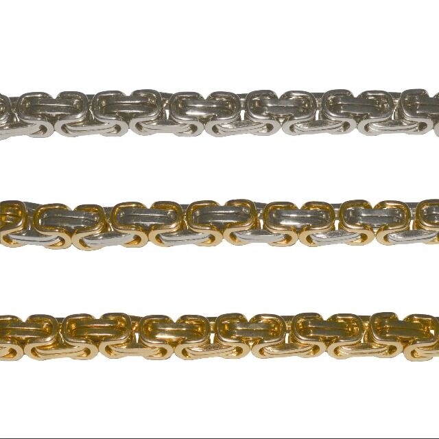 Königskette Bikerkette Panzerkette Silber Gold 60 cm Lang 10 mm Breit