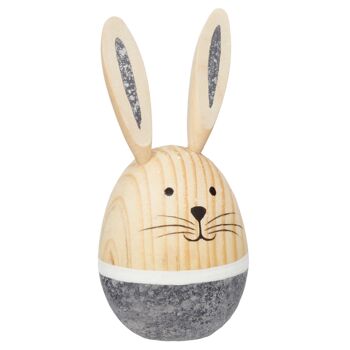 17 43685 Holz Hase Ei Steinoptik Osterhase Osterdeko