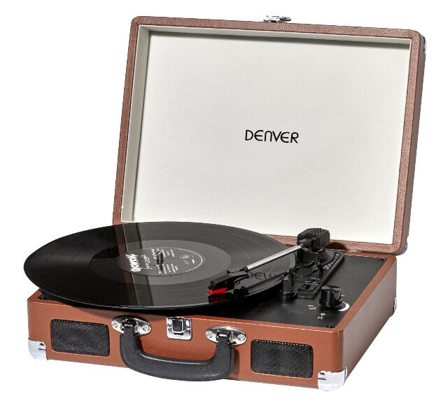 Denver VPL-120BrownMK2 portabler Plattenspieler mit USB Digitalisierungsfunktion Retro Musik MP3 Converter Vinyl mobil