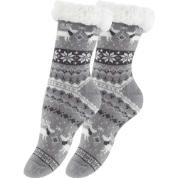 yenita® Damen Hüttensocken mit Rentiermuster und Anti-Rutsch-Sohle