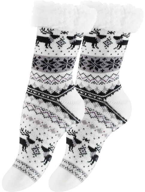 yenita® Damen Hüttensocken mit Rentiermuster und Anti-Rutsch-Sohle