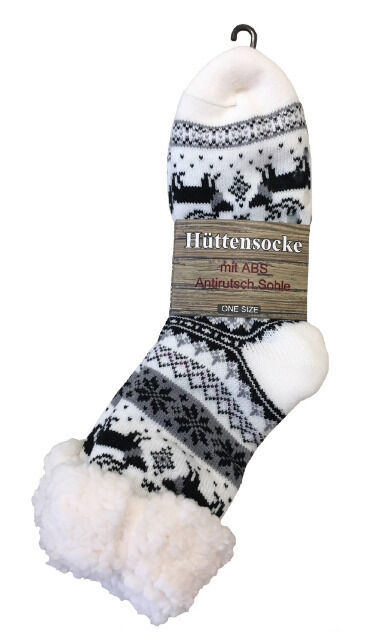 yenita® Damen Hüttensocken mit Rentiermuster und Anti-Rutsch-Sohle