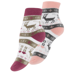 yenita® Damen Thermosocken mit Rentiermotiv und Geschenkschleife