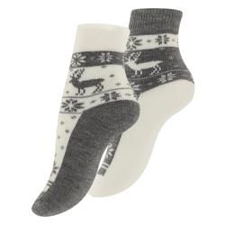 yenita® Damen Thermosocken mit Rentiermotiv und Geschenkschleife