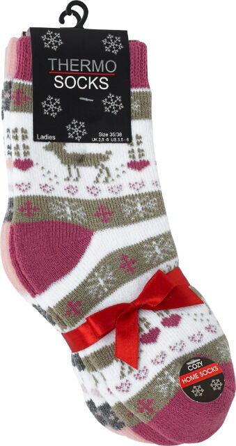 yenita® Damen Thermosocken mit Rentiermotiv und Geschenkschleife