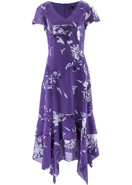 Apartes Damen Kleid mit Zipfelsaum und Blumendruck