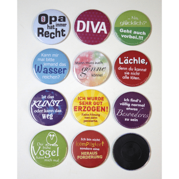 Set 12 X Magnet Magnete Kuehlschrankmagnete 5 7 Cm Rund Witzige Sprueche Restposten De
