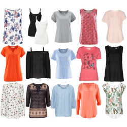 Damen Sommer Bekleidung Restposten T-Shirts Blusen Tuniken Hosen Tops Kleider
