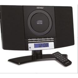 Denver MC-5220 schwarz Stand CD Player mit FM Radio, Uhr mit Weckfunktion und Fernbedienung Radiowecker Wecker Alarm Weckerfunktion