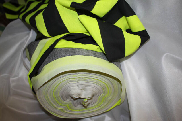 Stoff 1,40 m breit Meterware Streifen schwarz hellgelb