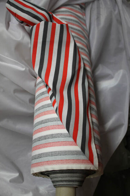 Stoff 1,40 m Meterware gestreift Streifen weiß rot grau