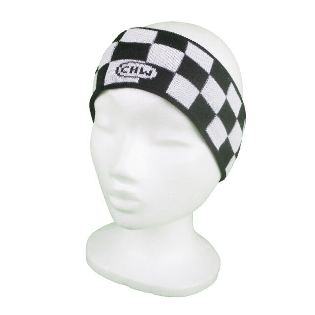 Stylische Stirnbaender gestrickt Renn- Karo F1 Stirnband