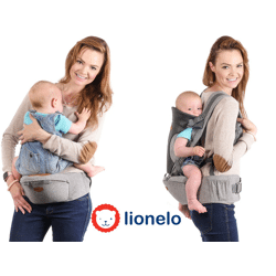 Lionelo Lauren ergonomische Babytrage Bauchtrage grau bis 15kg Baby Tragetasche Hüfttrage Rückentrage Kindertrage Rückenschonend Trage
