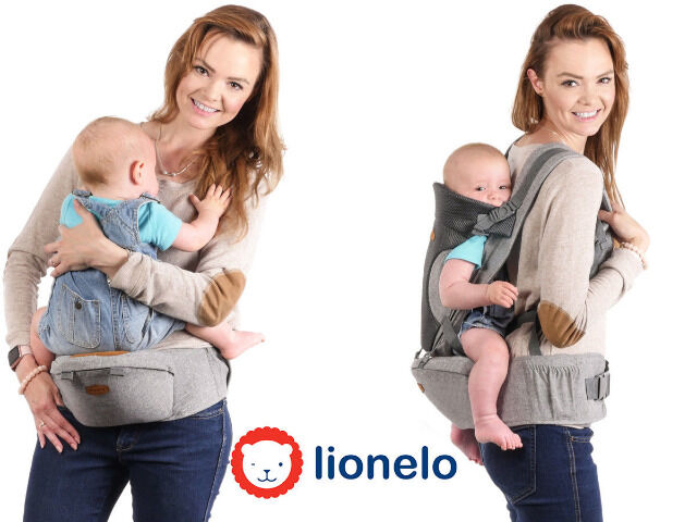 Lionelo Lauren ergonomische Babytrage Bauchtrage türkis bis 15kg Baby Tragetasche Hüfttrage Rückentrage Kindertrage