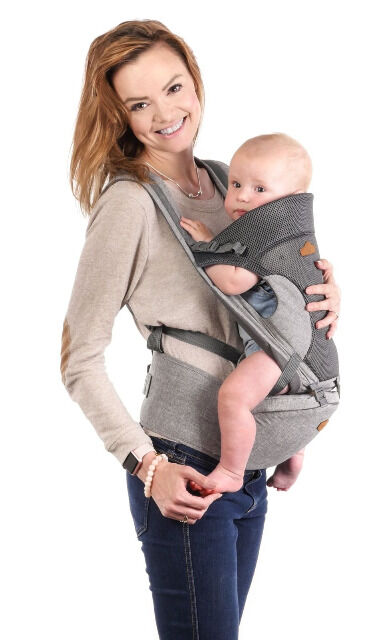 Lionelo Lauren ergonomische Babytrage Bauchtrage türkis bis 15kg Baby Tragetasche Hüfttrage Rückentrage Kindertrage