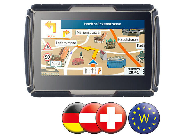 NavGear TourMate N4 Navigationssystem mit West-Europa 4,3 Zoll Motorrad Fahrrad Kfz Outdoor Navigation Navi Routenplaner Straßenkarte Karte 
