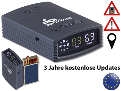 POI Pilot 6000 GPS Blitzer und Radarwarner Gefahren-Warner mit POI-Daten für Europa Radar Blitzer Blitzerwarner Radarwarner GPS Warner 