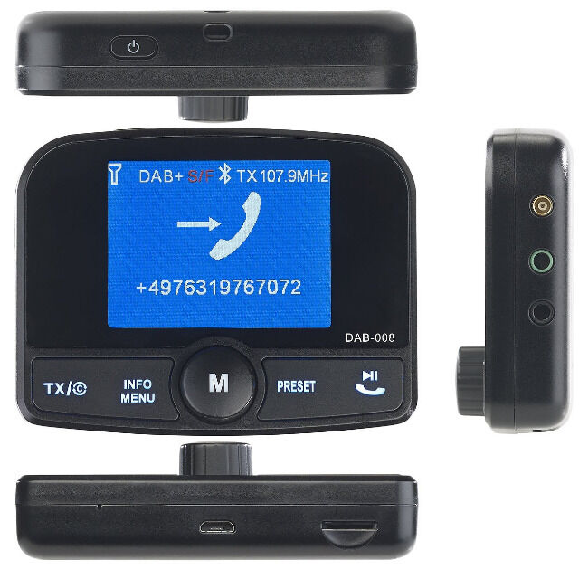 auvisio FMX-640.dab DAB+ Auto DAB-Empfänger, FM-Transmitter, Bluetooth, Nachrüst Freisprecheinrichtung, MP3, Kfz, Autoradio, Radio Empfänger