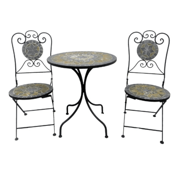 Bistro Set Eisen Gartengruppe Sitzgruppe Stuhl Tisch Mosaik