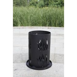 Feuerschale Stahl Feuerkorb Feuersäule mit Bodenrost & Schürhaken 60 x 40 cm