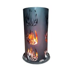 Feuerschale Stahl Feuerkorb Feuersäule mit Bodenrost & Schürhaken 80 x 40 cm