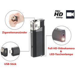 5in1 OctaCam Feuerzeug Full-HD-Videokamera Spycam Webcam USB Stick LED Taschenlampe Spionage Kamera VIdeo Film Camcorder Überwachung Lampe