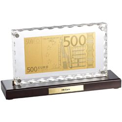 St. Leonhard 500 Euro Banknoten-Replik veredelt mit Gold in Acrylglas-Aufsteller Geld Geldschein Schein Banknote Replikat Deko Dekoration 