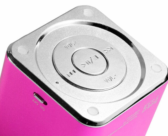 MusicMan Mini Lautsprecher pink MP3 Player, Stereo Soundbox, Musikbox, Line In, SD/microSD Kartenslot, Boombox, Musikbox, Music Box