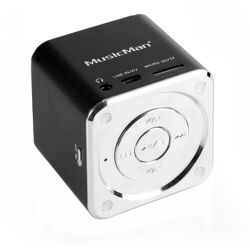 MusicMan Mini Lautsprecher schwarz MP3 Player, Stereo Soundbox, Musikbox, Line In, SD/microSD Kartenslot, Boombox, Musikbox, Music Box