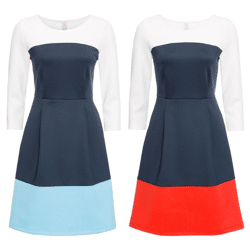 Ladies dress with block colors 2 colors dresses remnants clothing
