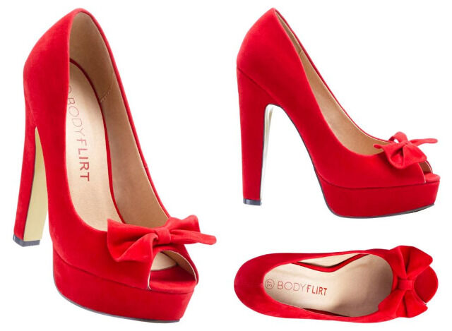 Damen Schuhe Peeptoe Pumps Rot Absatz Restposten Großhandel