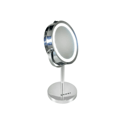 Beper 40.290 runder LED Kosmetik Spiegel 360° Rotation 5-Fach Vergrößerung Doppelspiegel 15 cm Durchmesser Kosmetikspiegel