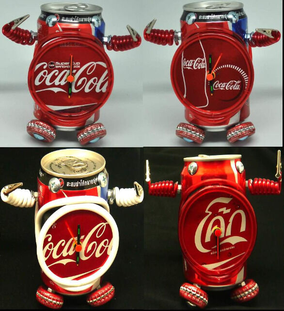 50 handgefertigte Wecker aus leeren Dosen Heinecken, Cola etc