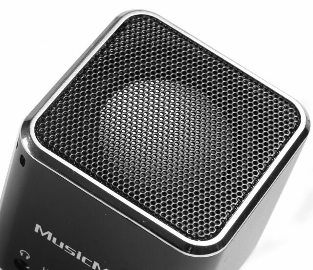 MusicMan Mini Lautsprecher schwarz MP3 Player, Stereo Soundbox, Musikbox, Line In, SD/microSD Kartenslot, Boombox, Musikbox, Music Box