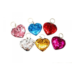 Schlüsselanhänger Pailletten Herz 7cm