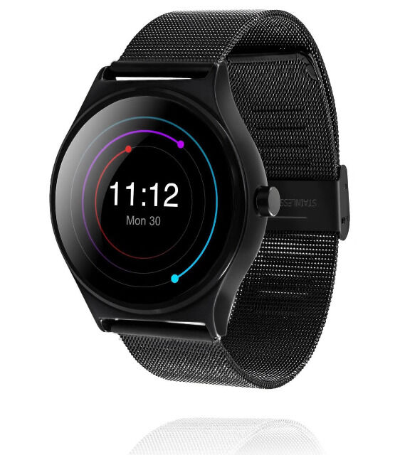 GoClever Fit Watch ELEGANCE Schwarz Smartwatch Fitness Schrittzähler Pulsmesser Schlaftracker mit Metallarmband