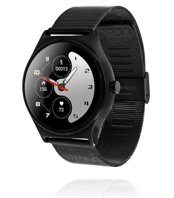 GoClever Fit Watch ELEGANCE Schwarz Smartwatch Fitness Schrittzähler Pulsmesser Schlaftracker mit Metallarmband
