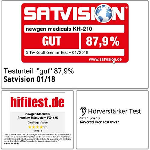 Newgen Medicals Premium Funk Hörverstärker Hörsystem KH-210 Hörgerät für TV & Musik Kopfhörer Hörverstärker, Klangverstärker